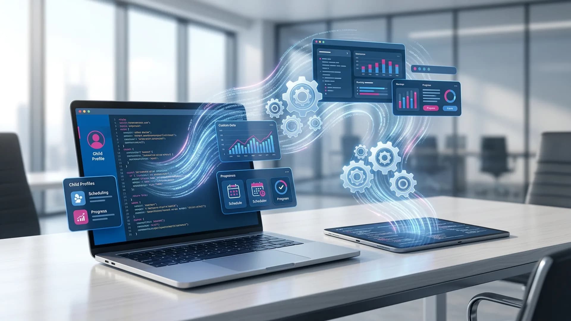 Illustration sur mesure logiciels de développement et matériel informatique - Technocarte