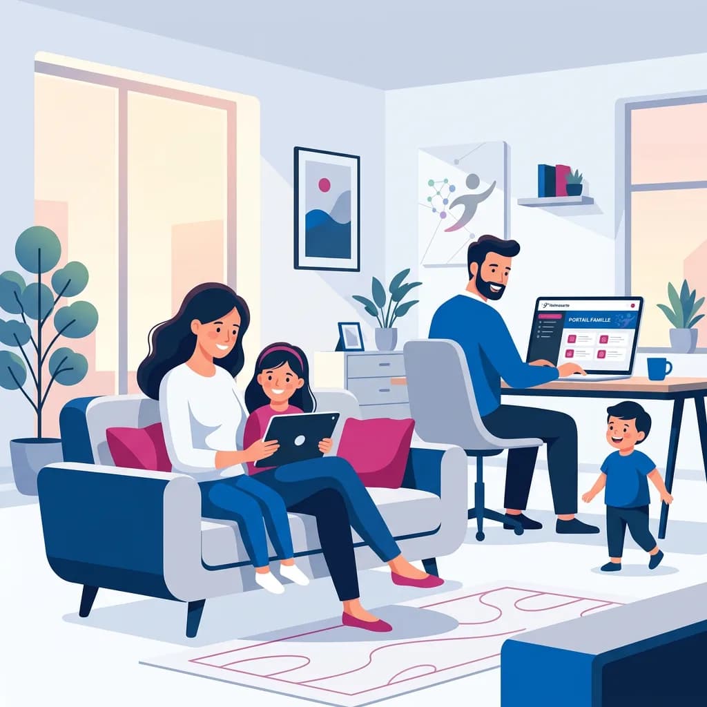 Illustration du Portail Famille en ligne de Technocarte utilisé par une famille